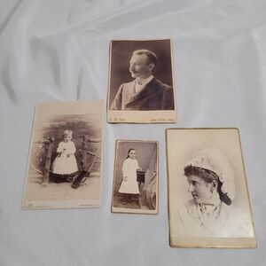 Vintage Cabinet Card Photo Lot of 4 Men Women Children